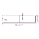 bordplade 220x50x(2-4) cm behandlet massivt egetræ mørkebrun