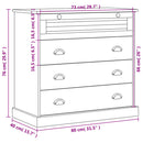 kommode VIGO 80x40x76 cm massivt fyrretræ grå