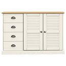 skænk med skuffer VIGO 113x40x75 cm massivt fyrretræ hvid