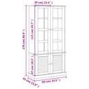 glasskab VIGO 85x35x170 cm massivt fyrretræ hvid