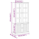 glasskab VIGO 85x35x170 cm massivt fyrretræ grå