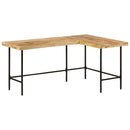 skrivebord 165x110x77 cm massivt mangotræ og jern