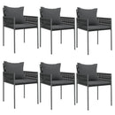 spisebordssæt til haven 7 dele med hynder polyrattan og stål