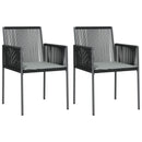 spisebordssæt til haven 3 dele m. hynder polyrattan + stål sort