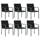 havestole med hynder 6 stk. 56x59x84 cm polyrattan sort