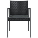 havestole med hynder 6 stk. 56,5x57x83 cm polyrattan sort