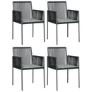 havestole med hynder 4 stk. 54x60,5x83,5 cm polyrattan sort