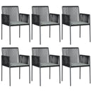 havestole med hynder 6 stk. 54x60,5x83,5 cm polyrattan sort