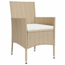 spisebordssæt til haven 5 dele med hynder polyrattan beige