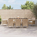 spisebordssæt til haven 9 dele med hynder polyrattan beige