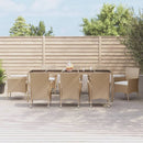 spisebordssæt til haven 9 dele med hynder polyrattan beige