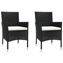 bistrosæt til haven 3 dele med hynder polyrattan sort