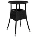 bistrosæt til haven 3 dele med hynder polyrattan sort