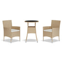 bistrosæt til haven 3 dele med hynder polyrattan beige