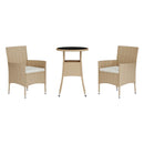 bistrosæt til haven 3 dele med hynder polyrattan beige