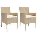 bistrosæt til haven 3 dele med hynder polyrattan beige