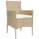 bistrosæt til haven 3 dele med hynder polyrattan beige