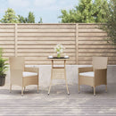 bistrosæt til haven 3 dele med hynder polyrattan beige