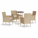 bistrosæt til haven 5 dele med hynder polyrattan beige