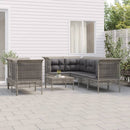 loungesæt til haven 8 dele med hynder polyrattan grå