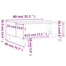 sofabord 80x80x36,5 cm konstrueret træ røget egetræsfarve