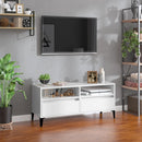 tv-bord 100x34,5x44,5 cm konstrueret træ hvid højglans