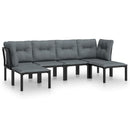 loungesæt til haven 6 dele med hynder polyrattan sort og grå