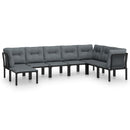 loungesæt til haven 8 dele polyrattan sort og grå