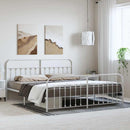 sengeramme med sengegavl og fodgærde 193x203 cm metal hvid