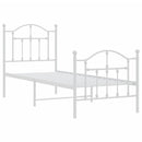 sengeramme med sengegavl og fodgærde 75x190 cm metal hvid