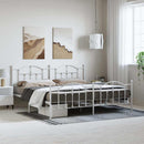 sengeramme med sengegavl og fodgærde 193x203 cm metal hvid