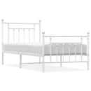 sengeramme med sengegavl og fodgærde 90x200 cm metal hvid