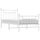 sengeramme med sengegavl og fodgærde 90x200 cm metal hvid