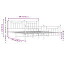 sengeramme med sengegavl og fodgærde 200x200 cm metal hvid