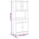 højskab ALTA 77x35x165 cm massivt fyrretræ hvid