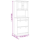 højskab ALTA 77x35x188 cm massivt fyrretræ hvid