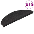 selvklæbende trappemåtter 10 stk. 65x22,5x3,5 cm sort