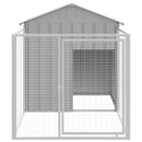 hundehus med løbegård 117x201x123 cm galvaniseret stål lysegrå