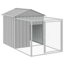 hønsebur med løbegård lysegrå 117x201x123 cm galvaniseret stål