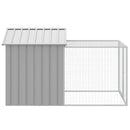 hønsebur med løbegård lysegrå 117x201x123 cm galvaniseret stål