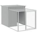 hønsebur med løbegård lysegrå 110x201x110 cm galvaniseret stål
