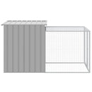hønsebur med løbegård lysegrå 110x201x110 cm galvaniseret stål