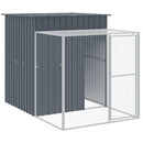 hønsehus med løbegård 165x251x181 cm galvaniseret stål antracit