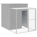 hønsehus med løbegård 165x251x181 cm galvaniseret stål lysegrå