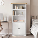 bogreol BODO 82x40x173 cm massivt fyrretræ hvid og brun