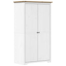 klædeskab BODO 99x53,5x173 cm massivt fyrretræ hvid og brun