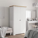 klædeskab BODO 99x53,5x173 cm massivt fyrretræ hvid og brun