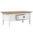 sofabord BODO 100x55x46 cm massivt fyrretræ hvid og brun