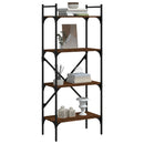 bogreol med 4 hylder 56x31,5x138,5 cm konstrueret træ brunt eg