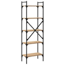 bogreol med 5 hylder 56x31,5x174 cm konstrueret træ sonoma-eg